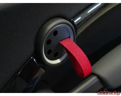 Rennline RS Style Door Pulls for Mini R55 R56 R57 R58 R59 R60 2007-2016, Red Straps - DH24      SLV.RED